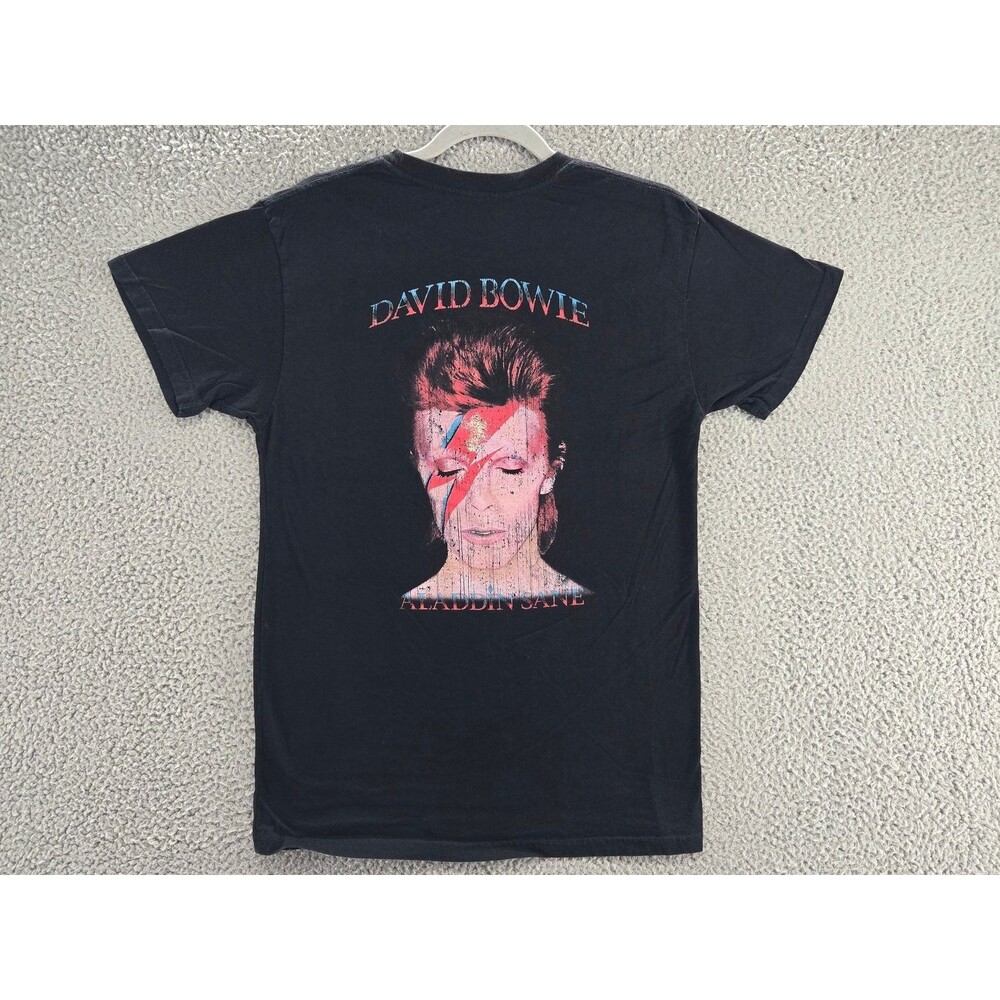 David Bowie Men's T-Shirt Black Medium Double Sided Aladdin Sane Band Tee